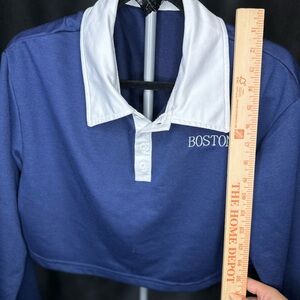 SHEIN Blue and White Boston Polo Top